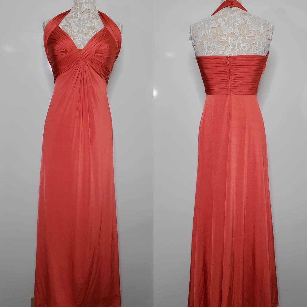 Tadashi Collection Halter Evening Gown Long Cocktail Dress